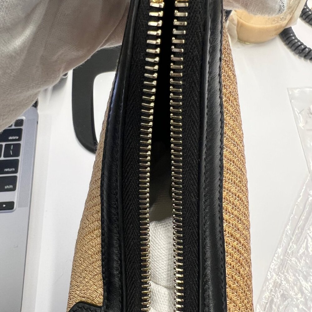 Alaia Black Beige Paper Straw One Piece Demi Lune Bag - Picture 12 of 12